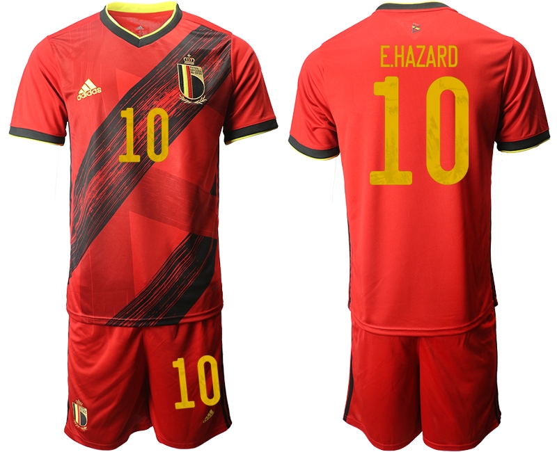 Men 2021 European Cup Belgium home red #10 Soccer Jersey